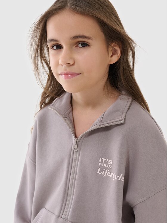 4F 4F Bluza 4FJRSS25TSWSF2058-83S Brązowy Oversize