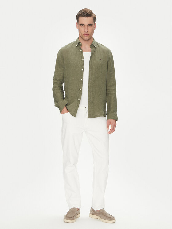 Tommy Hilfiger Tommy Hilfiger Srajca MW0MW34602 Zelena Regular Fit