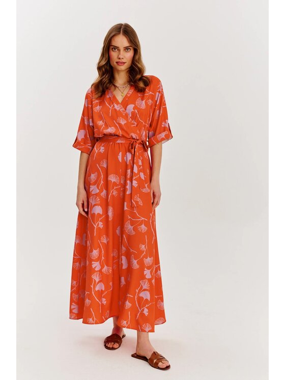 NAOKO NAOKO Každodenní šaty Ginkgo Grace Oranžová Regular Fit