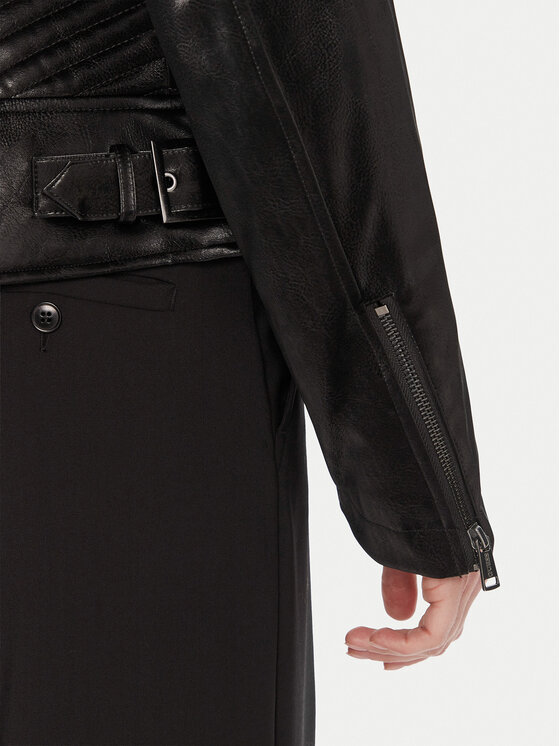 Guess Guess Usnjena jakna W5BL35 W2820 Črna Regular Fit