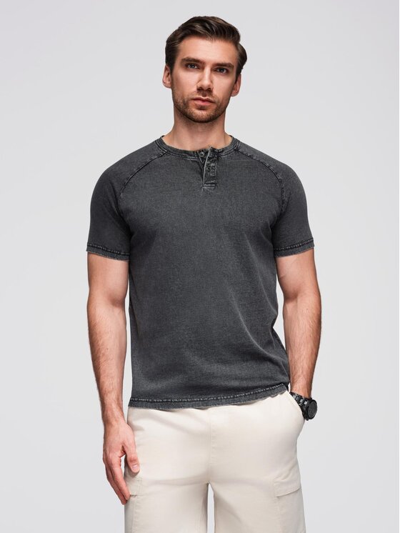 Ombre Ombre T-Shirt OM-TSWT-0150 Czarny Regular Fit