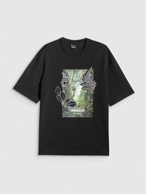 4F 4F T-Shirt CAMP Czarny Loose Fit