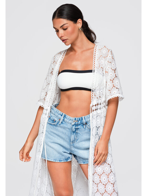 Ombre Ombre Sweter OW-SW-E0001 Biały Loose Fit