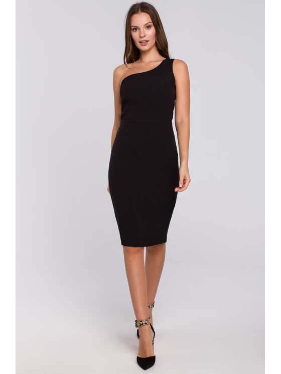 Makover Makover Sukienka elegancka K003 Czarny Regular Fit