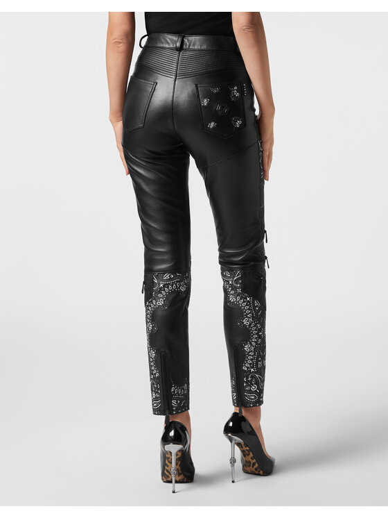PHILIPP PLEIN PHILIPP PLEIN Spodnie skórzane 8925 Czarny