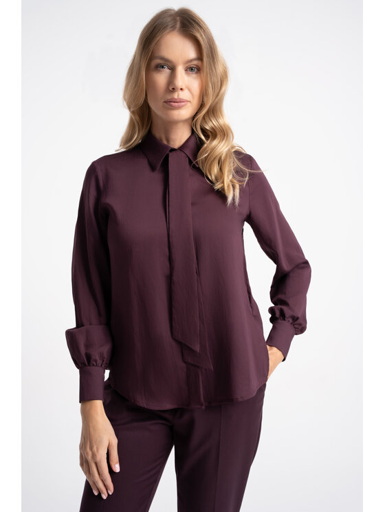 CLICK CLICK Koszula 10-7010 Bordowy Regular Fit