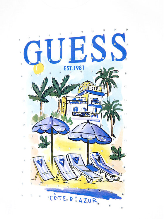 Guess Guess Top J6GI12 K8HM4 Biela Regular Fit
