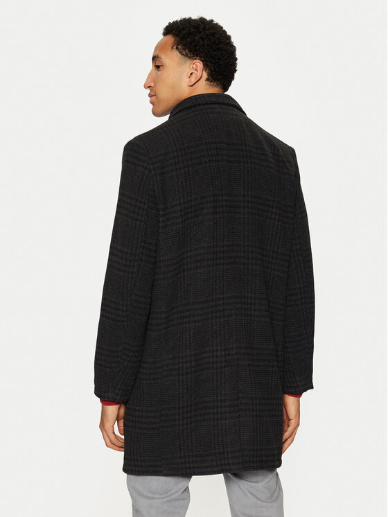Brave Soul Brave Soul Cappotto di transizione MJK-AUGUSCHECK Nero Regular Fit