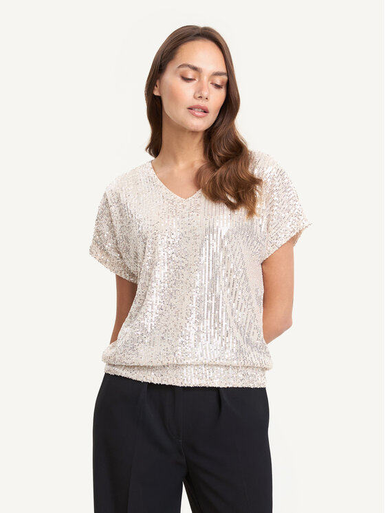KMX KMX Bluzka 504050026 Złoty Loose Fit