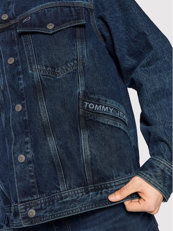 Tommy Jeans Jeansjacke Trucker DM0DM12458 Dunkelblau Oversize  