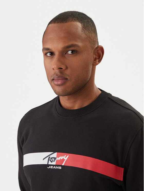 Tommy Jeans Tommy Jeans Majica dugih rukava Sign Stripe DM0DM23019 Crna Regular Fit