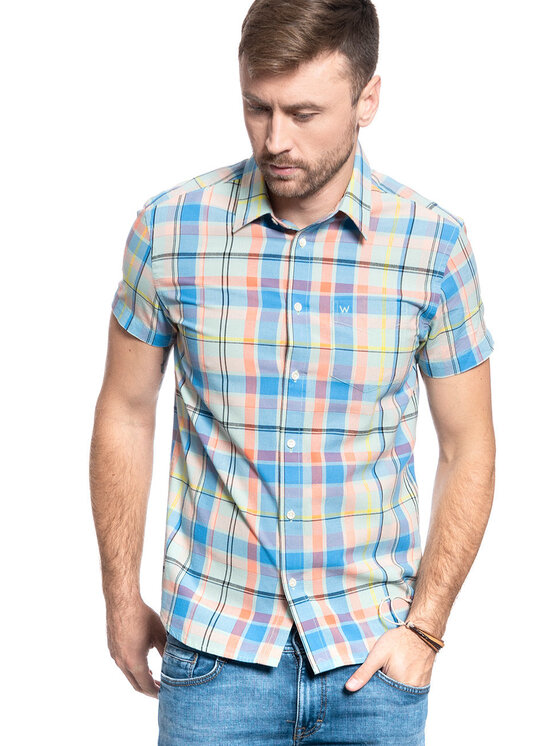 Wrangler Wrangler Camicia SS 1 PKT SHIRT Blu Regular Fit