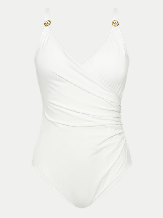 MICHAEL Michael Kors MICHAEL Michael Kors Costum de baie Solids Logo MM7M759 Alb