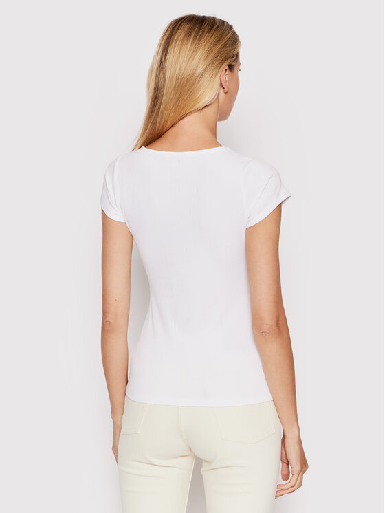 Guess Guess Bluză W2YP24 KBCO2 Alb Slim Fit