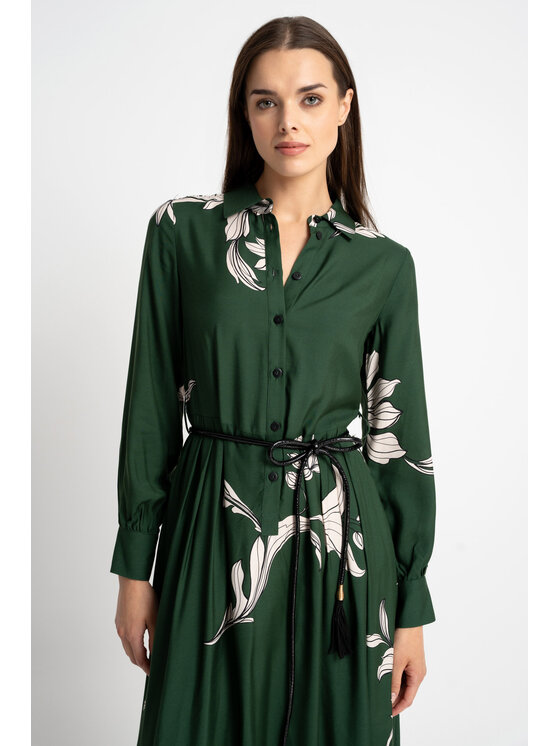 CLICK CLICK Každodenní šaty 60-6153 Zelená Regular Fit