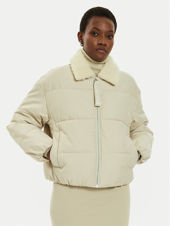 Calvin Klein Jeans Calvin Klein Jeans Geacă de iarnă Aviator J20J224121 Bej Relaxed Fit