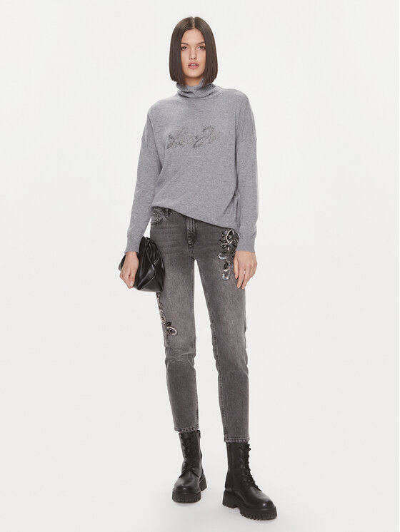 Liu Jo Liu Jo Krekls ar augstu apkakli MF3432 MS14G Pelēks Regular Fit
