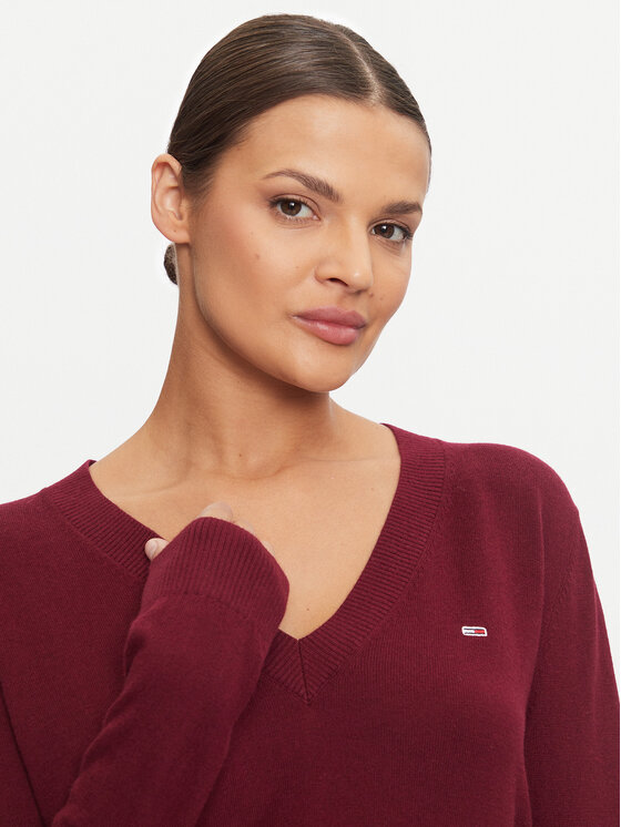 Tommy Jeans Tommy Jeans Pulover Essential DW0DW18670 Vișiniu Regular Fit