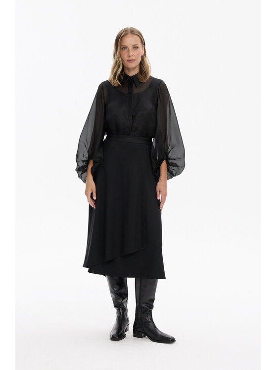Deni Cler Milano Deni Cler Milano Spódnica midi W-DC-7064-F5-G6-90-1 Czarny A-Line Fit