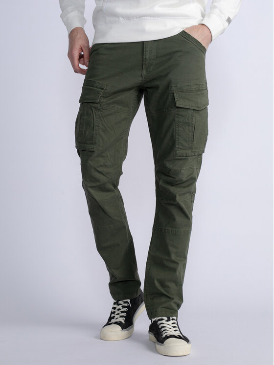 Petrol Industries Petrol Industries Medžiaginės kelnės M-3030-TRO581 Žalia Slim Fit