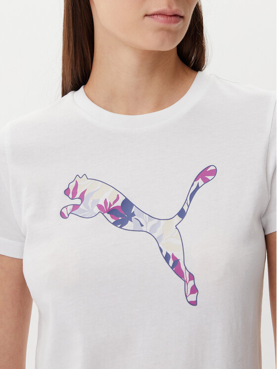 Puma Puma T-Shirt Floral Cat 685081 Bílá Regular Fit