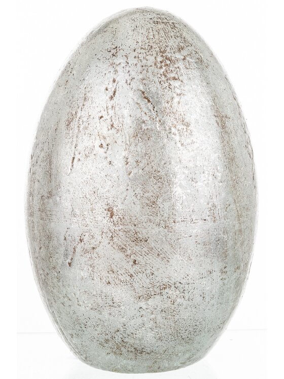 MIAhome MIAhome Figurka srebrne jajko z ceramiki 27,5x17 cm MONNI Srebrny
