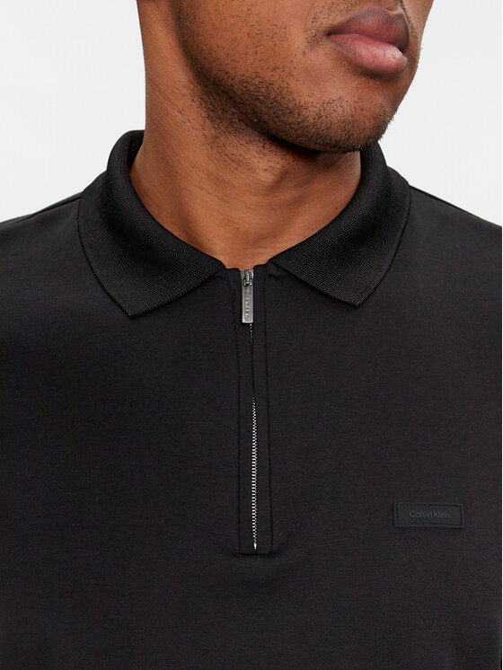 Calvin Klein Calvin Klein Polo Smooth Cotton Welt Zip Polo K10K112754 Crna Regular Fit