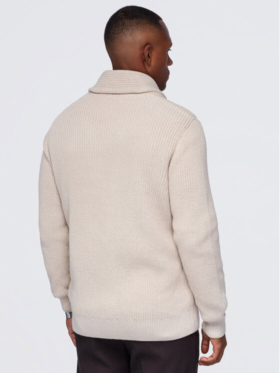 Ombre Ombre Sweter OM-SWCD-0200 Beżowy Regular Fit