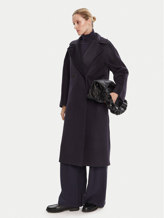 Weekend Max Mara Weekend Max Mara Gyapjú kabát Resina 2525016031 Sötétkék Regular Fit
