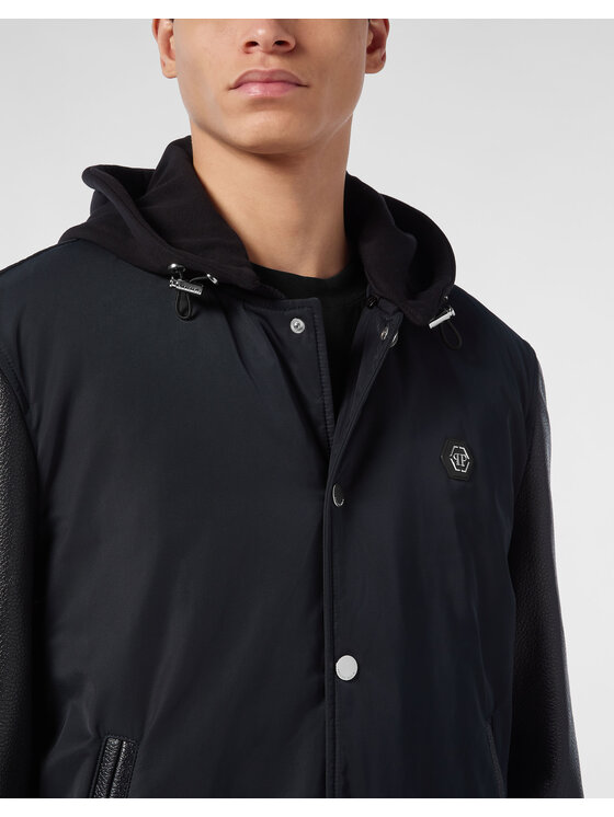 PHILIPP PLEIN PHILIPP PLEIN Kurtka skórzana 26983 Granatowy Regular Fit