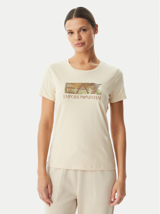 EA7 Emporio Armani EA7 Emporio Armani Тишърт 7W001093 AF10373 U1088 Бежов Regular Fit