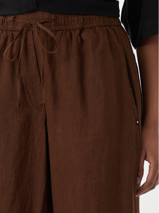 Tommy Hilfiger Tommy Hilfiger Hlače WW0WW48970 Tamno smeđa Wide Leg