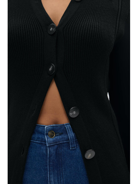 BENU BENU Kardigan Kardigan Czarny Regular Fit