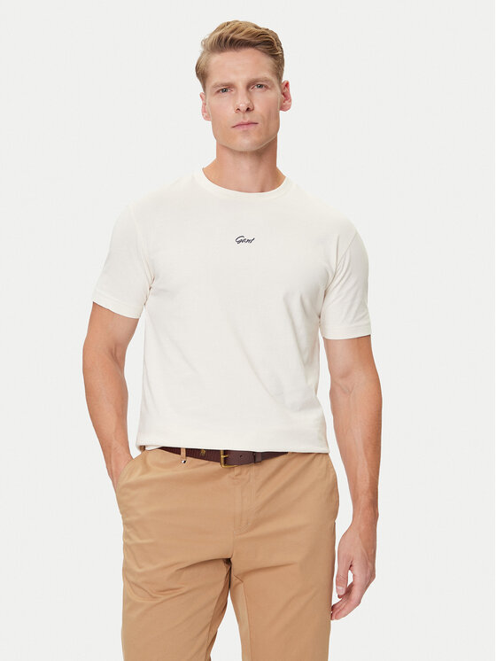 Gant Gant T-krekls Small Graphic 2003343 Écru Regular Fit