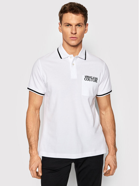 Versace Jeans Couture Polo marškinėliai Pocket Logo 72GAGT02 Balta Regular  Fit • Modivo.lt