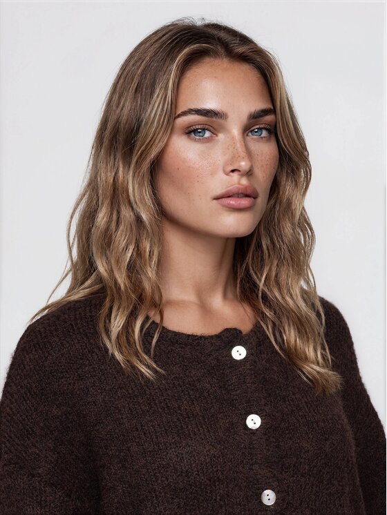 Ombre Ombre Svetr OW-SW-E0044 Hnědá Relaxed Fit