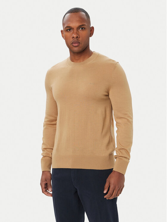 BOSS Pulover Leno 50571914 Bej Regular Fit