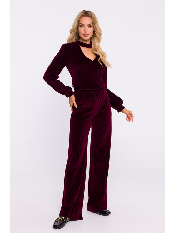Made of Emotion Made of Emotion Kuloty M830 Bordowy Wide Leg