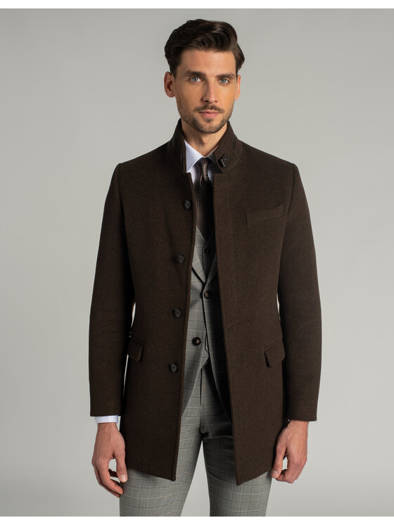 Borgio Borgio Płaszcz wełniany rizziconi Brązowy Slim Fit