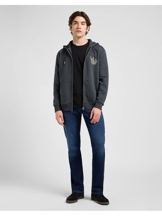 Lee Lee Bluza Zip Hoodie Czarny Regular Fit
