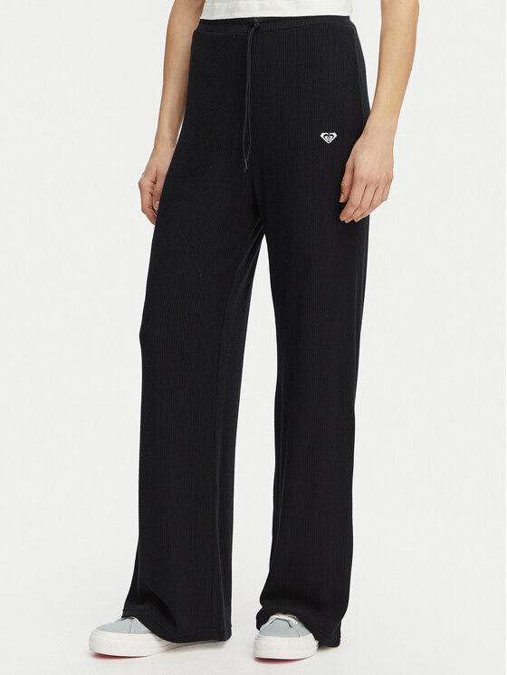 Roxy Spodnie dresowe Rise & Vibe New Rib ERJNP03673 Czarny Relaxed Fit