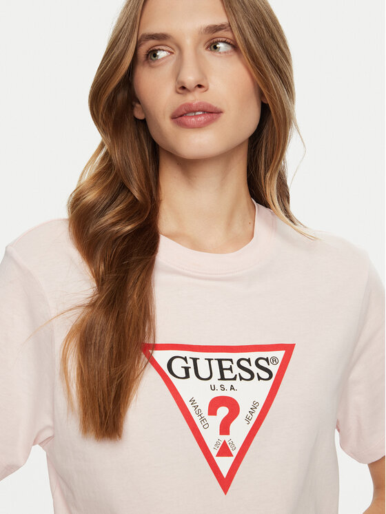 Guess Jeans Guess Jeans Тишърт W4YI73 K8HM0 Розов Regular Fit