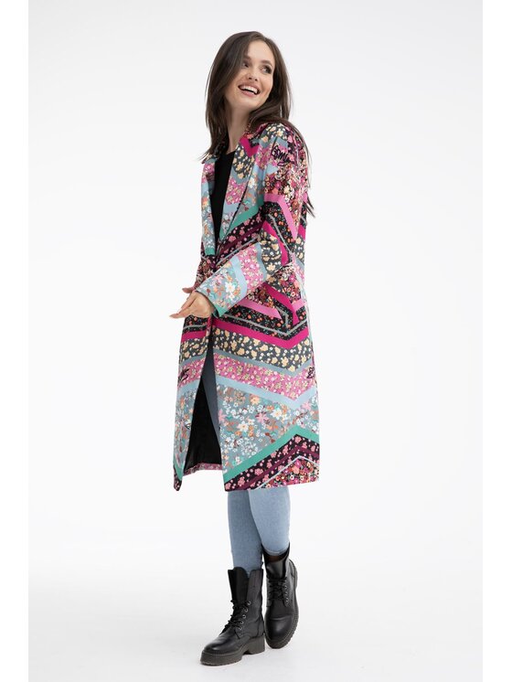 NAOKO Naoko Prechodný kabát Floral RhapsodyFloral Rhapsody Farebná Regular Fit