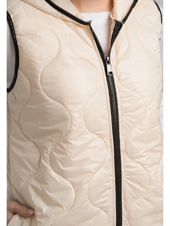 Perso Perso Bezrękawnik BLE230000F Beżowy Regular Fit