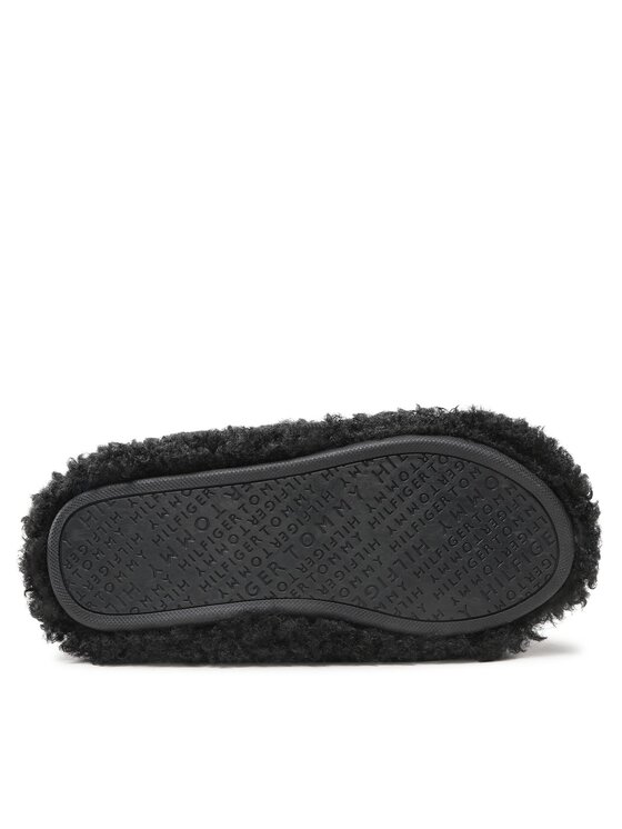 Tommy Hilfiger Tommy Hilfiger Kapcie Sherpa Fur Home Straps FW0FW06576 Czarny