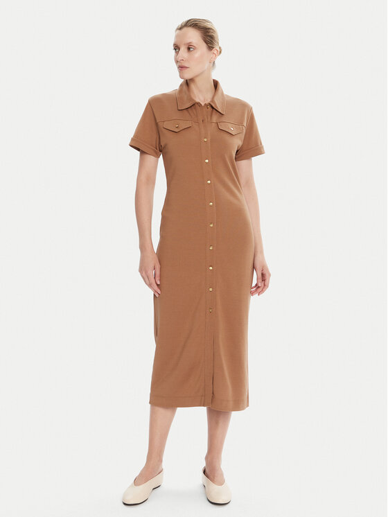 Tommy Hilfiger Tommy Hilfiger Rochie tip cămașă Gold Button WW0WW44617 Maro Regular Fit