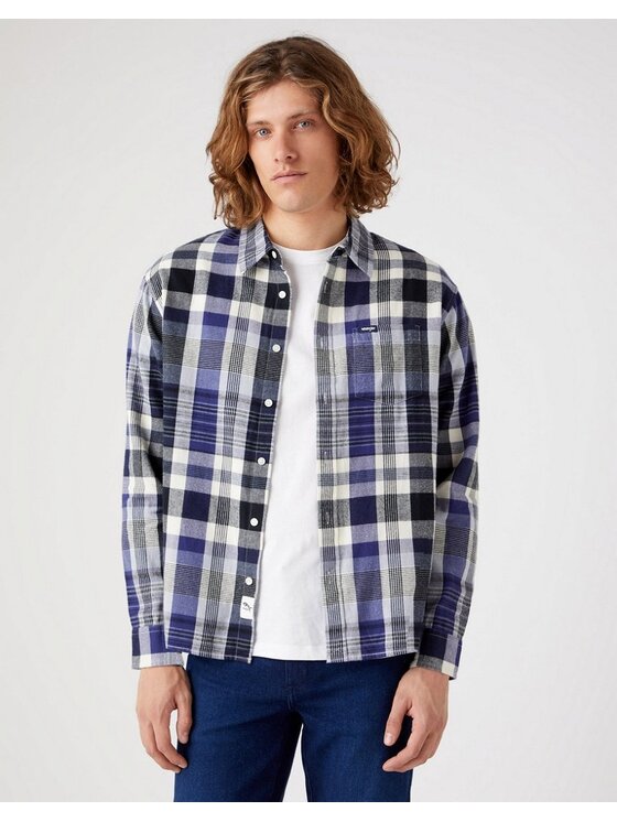 Wrangler Wrangler Koszula 1 PKT SHIRT Fioletowy Regular Fit