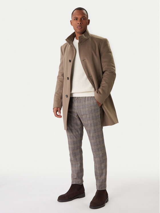 JOOP! JOOP! Vlněný kabát 17 JC-21Maron 30044311 Khaki Regular Fit
