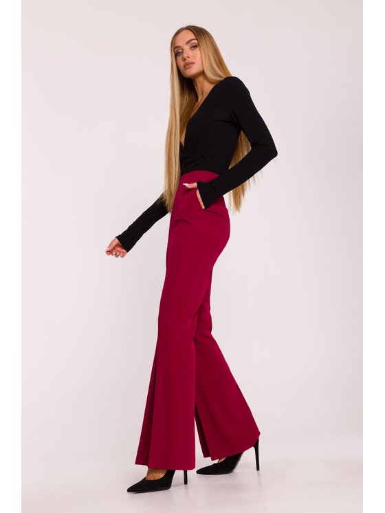 Made of Emotion Made of Emotion Spodnie materiałowe M874 Bordowy Wide Leg