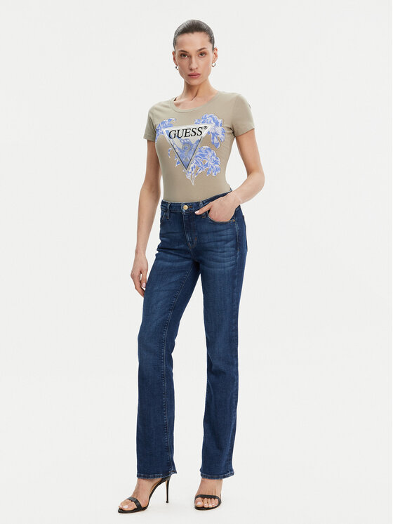 Guess Guess Tricou W5GI08 J1314 Kaki Slim Fit